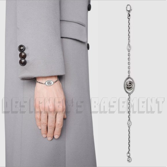 GUCCI size 16 Sterling Silver MARMONT Torchon Double G charms Chain Bracelet 🎁 - Picture 3 of 11